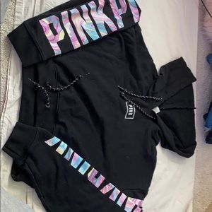 PINK hoodie crop top